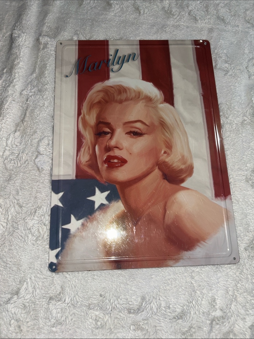 Marilyn Vintage Glam Metal Wall Sign - Red, Blue, White
